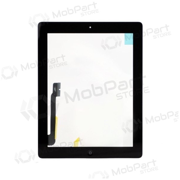 Apple iPad 4 skārienjūtīgais ekrāns / panelis ar HOME taustiņu un turētājiem (melns)