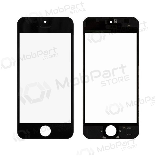 Apple iPhone 5 Ekrāna stikliņš ar rāmīti un OCA (melns) (for screen refurbishing) - Premium