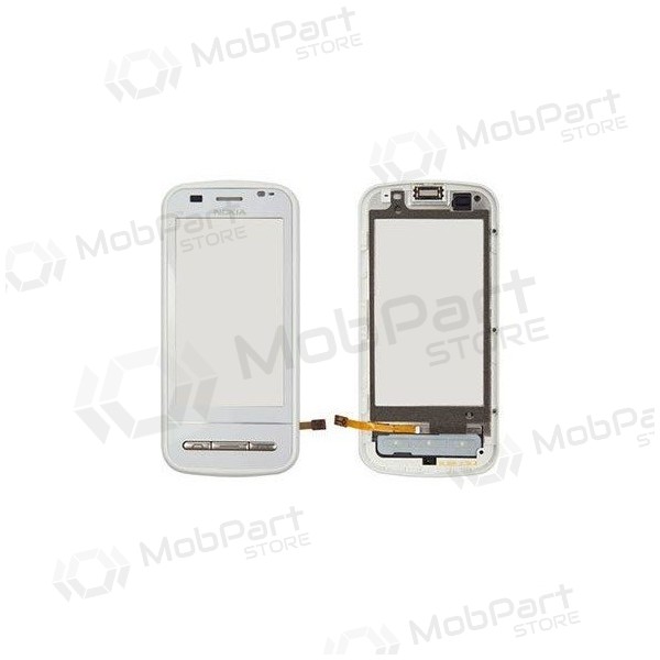 Nokia c6-00 skārienjūtīgais ekrāns / panelis (ar rāmīti) (balts)