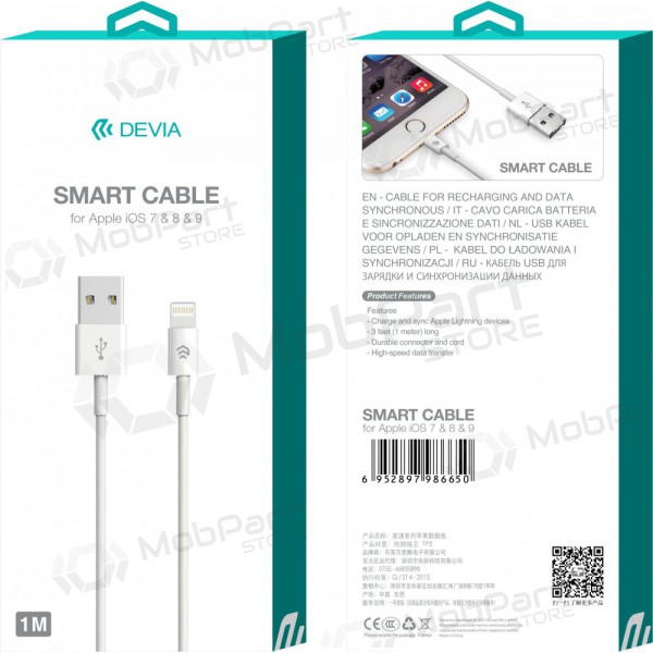 USB kabelis Devia Smart 