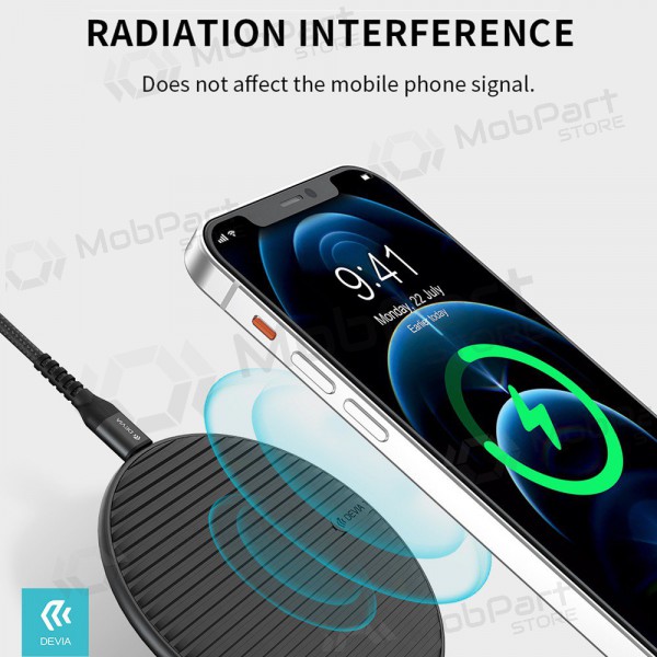 Bezvadu lādētājs Devia Aurora Ultra-Slim 15W (melns)