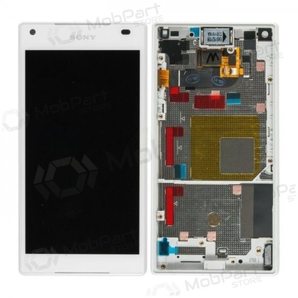 Sony E5803 / E5823 Xperia Z5 Compact ekrāns (balts) (ar rāmīti) (lietots grade B, oriģināls)
