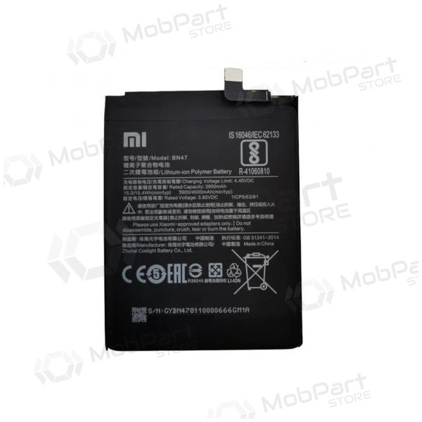 Xiaomi Mi A2 Lite / 6 Pro (BN47) baterija / akumulators (3900mAh) (service pack) (oriģināls)