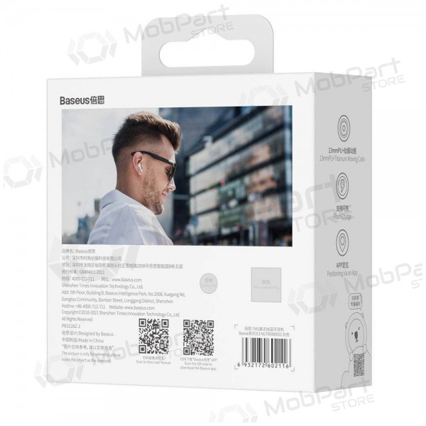 Bezvadu brīvroku aprīkojums Baseus Bowie E3 NGTW080002 (balta)