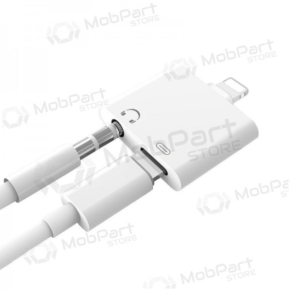 Adapteris ADP15 iš Lightning į Lightning + 3,5mm (balts)