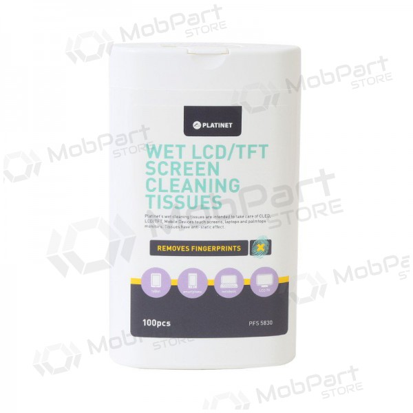 Wet wipes PLATINET for LCD / TFT screens PLATINET 11x9,4cm (100gab)