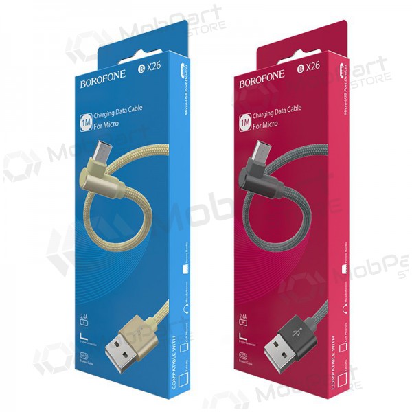 USB kabelis Borofone BX26 microUSB 1.0m (pelēks)