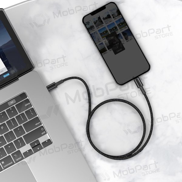 USB kabelis Baseus High Density Braided Fast Data PD 20W Type-C - Lightning 1.0m (melns) CATLGD-01 USB kabelis Baseus High Density Braided Fast Data PD 20W Type-C - Lightning 1.0m (melns) CATLGD-01