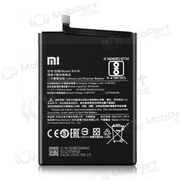 Xiaomi Mi A2 / Mi 6X (BN36) baterija / akumulators (3010mAh) (service pack) (oriģināls)