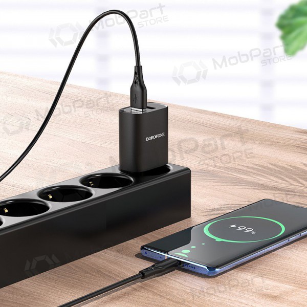 Lādētājs Borofone BN2 2xUSB 2.1A + USB Type-C (melns)