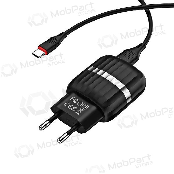 Lādētājs BOROFONE BA24A Vigour Dual USB + Type-C kabelis (5V 2.4A) (melns)