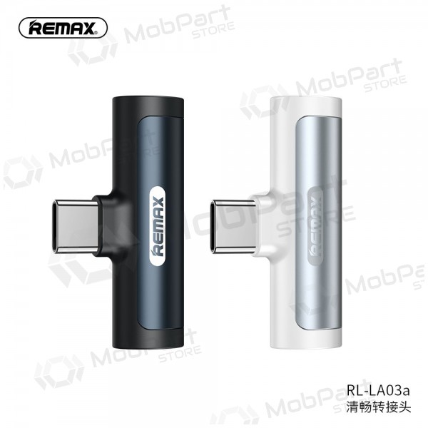 Adapteris Remax RL-LA03a iš Type-C į Type-C + 3,5mm (melns)