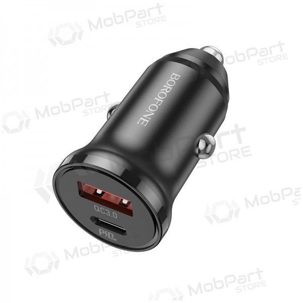 Lādētājs automobilinis Borofone BZ18A USB-A/Type-C PD20W+QC3.0 (melns)