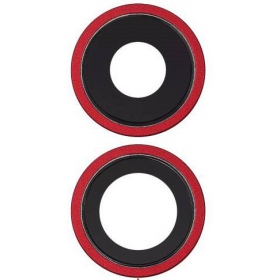 Apple iPhone 11 kameras stikliņš (2gab) (sarkans) (ar rāmīti)