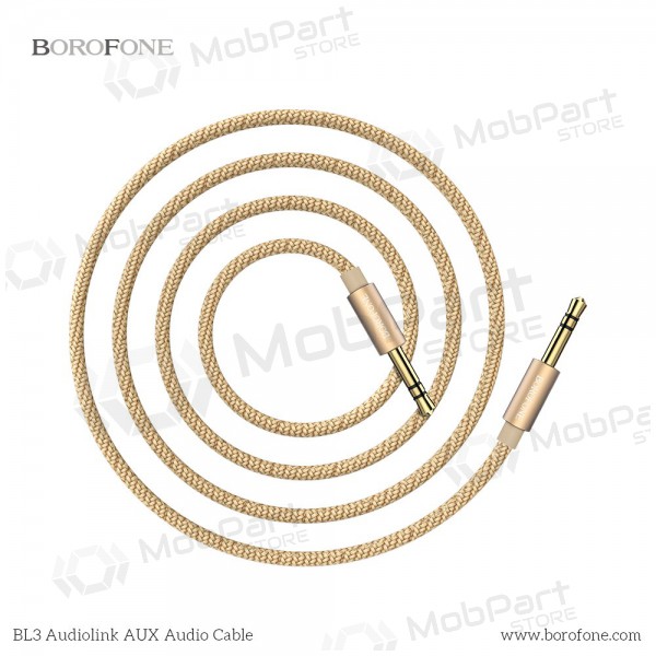 Audio adapteris 3,5mm į 3,5mm Borofone BL3 (zelta) Audio adapteris 3,5mm į 3,5mm Borofone BL3 (zelta)