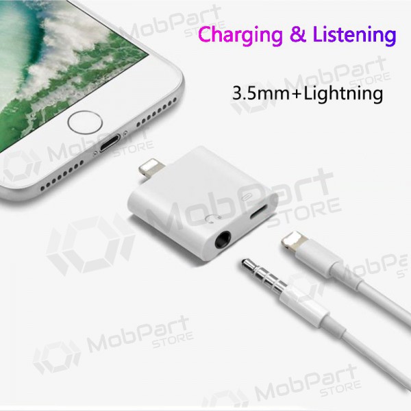 Adapteris ADP15 iš Lightning į Lightning + 3,5mm (balts)