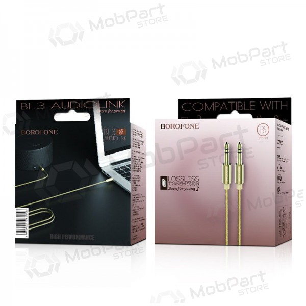 Audio adapteris 3,5mm į 3,5mm Borofone BL3 (zelta) Audio adapteris 3,5mm į 3,5mm Borofone BL3 (zelta)