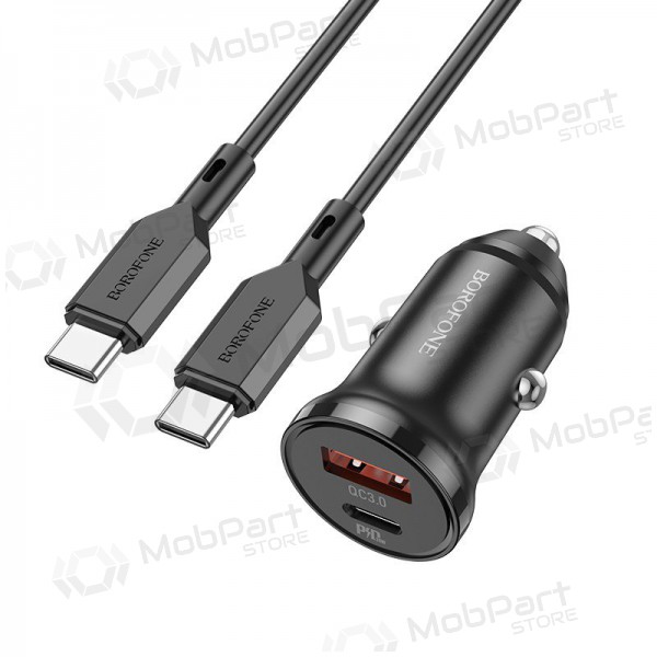 Lādētājs automobilinis Borofone BZ18A USB-A/Type-C PD20W+QC3.0 + Type-C (melns)