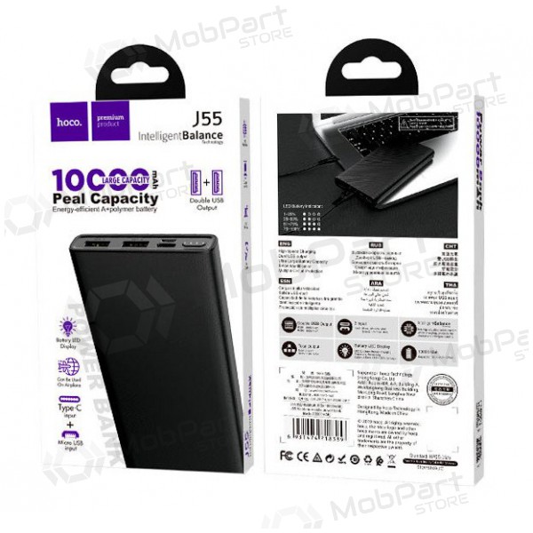 Ārējā baterija Power Bank Hoco J55 10000mAh (melna)