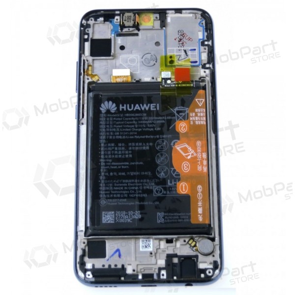 Huawei Honor 10 Lite ekrāns (melns) (ar rāmīti un baterija) (service pack) (oriģināls)