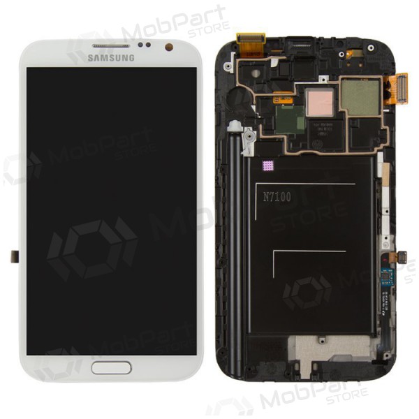 Samsung N7100 Galaxy Note 2 ekrāns (balts) (ar rāmīti) (service pack) (oriģināls)