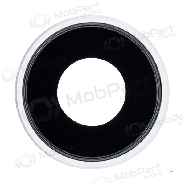 Apple iPhone XR kameras stikliņš (sudraba / balts) (ar rāmīti)