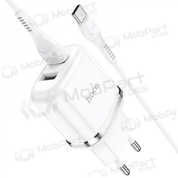Lādētājs Hoco N4 X 2 USB  jungtimis + Type-C (2.4A) (balts)