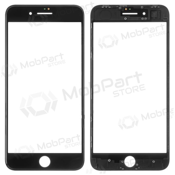 Apple iPhone 8 Plus Ekrāna stikliņš ar rāmīti un OCA (melns) (v2) (for screen refurbishing) - Premium