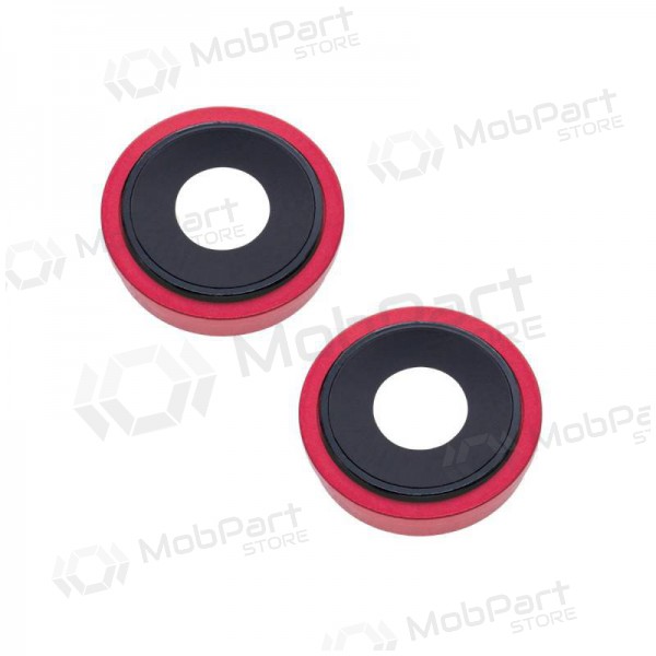 Apple iPhone 13 kameras stikliņš (2gab) (sarkans) (ar rāmīti)