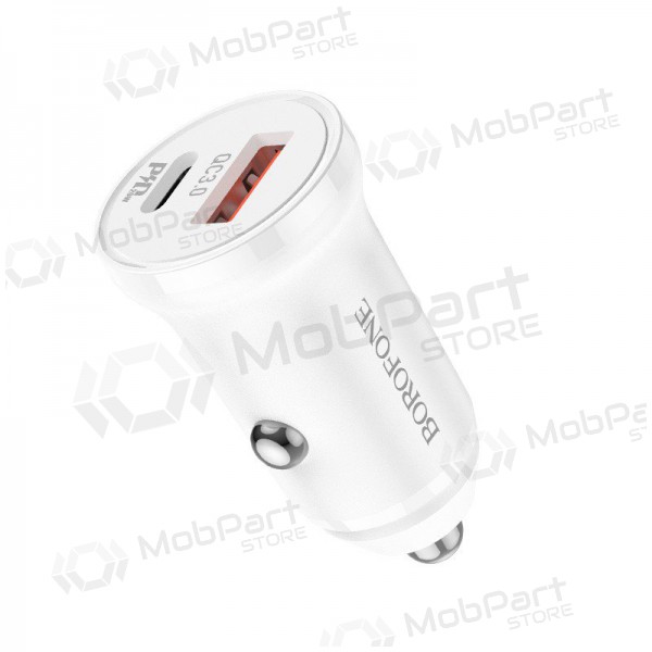 Lādētājs automobilinis Borofone BZ18A USB-A/Type-C PD20W+QC3.0 (balts)