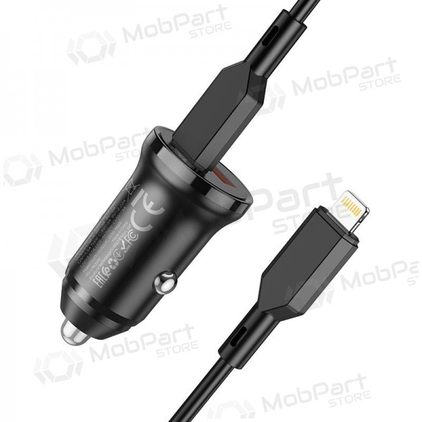 Lādētājs automobilinis Borofone BZ18A USB-A/Type-C PD20W+QC3.0 + Lightning (melns)