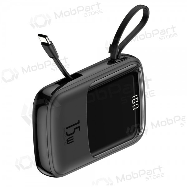 Ārējā baterija Power Bank Baseus Q Pow With Type-C Cable 10000mAh melna PPQD-A01 Ārējā baterija Power Bank Baseus Q Pow With Type-C Cable 10000mAh melna PPQD-A01