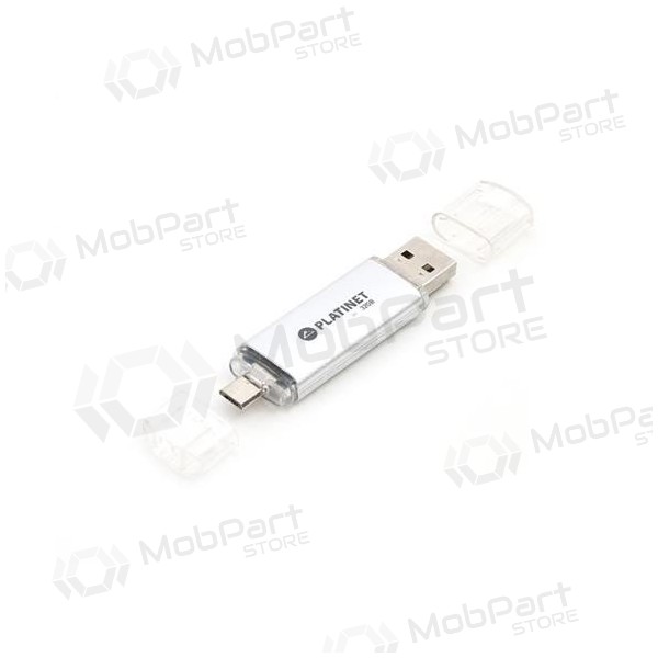 Datu nesējs Platinet 32GB OTG USB 2.0 + microUSB (sudraba krāsā)