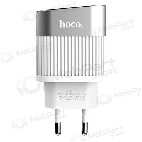 Lādētājs FastCharge HOCO C40A Speedmaster Dual USB (5V 2.4A) (balts)