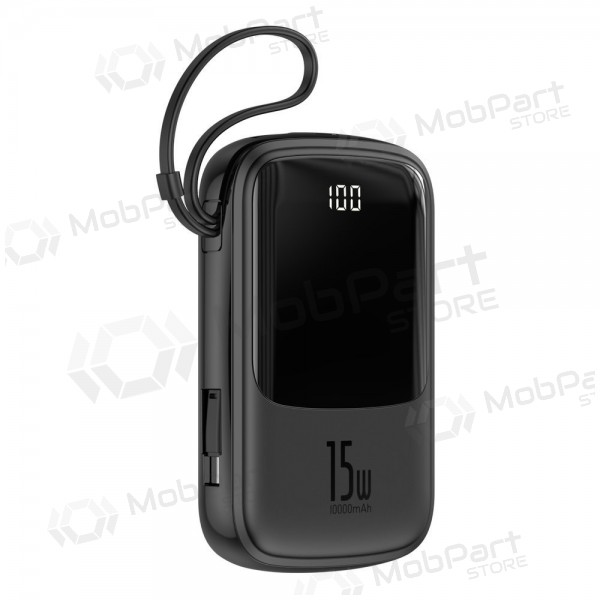Ārējā baterija Power Bank Baseus Q Pow With Type-C Cable 10000mAh melna PPQD-A01 Ārējā baterija Power Bank Baseus Q Pow With Type-C Cable 10000mAh melna PPQD-A01