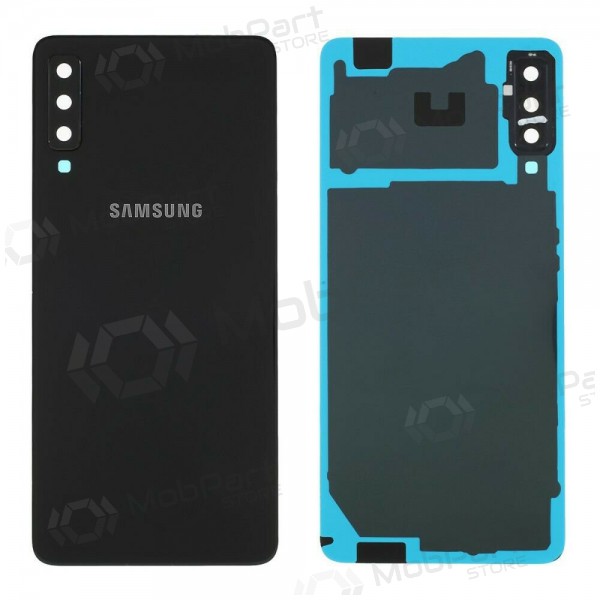 Samsung A750 Galaxy A7 (2018) aizmugurējais baterijas vāciņš (melns) (lietots grade A, oriģināls)