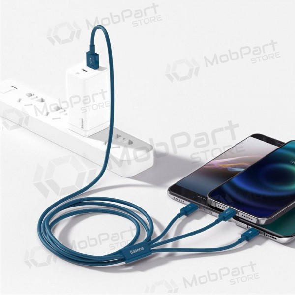 USB kabelis Baseus Superior USB - microUSB+Lightning+Type-C 100W 1.5m (zils) CAMLTYS-03 USB kabelis Baseus Superior USB - microUSB+Lightning+Type-C 100W 1.5m (zils) CAMLTYS-03