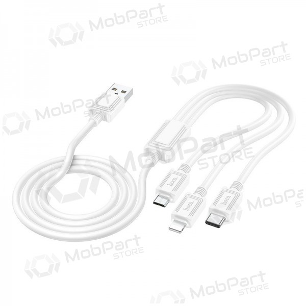 USB kabelis Hoco X74 3in1 microUSB-Lightning-Type-C 1.0m (balts)