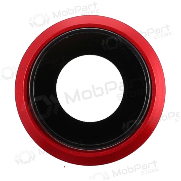 Apple iPhone 8 / SE 2020 kameras stikliņš (sarkans) (ar rāmīti)