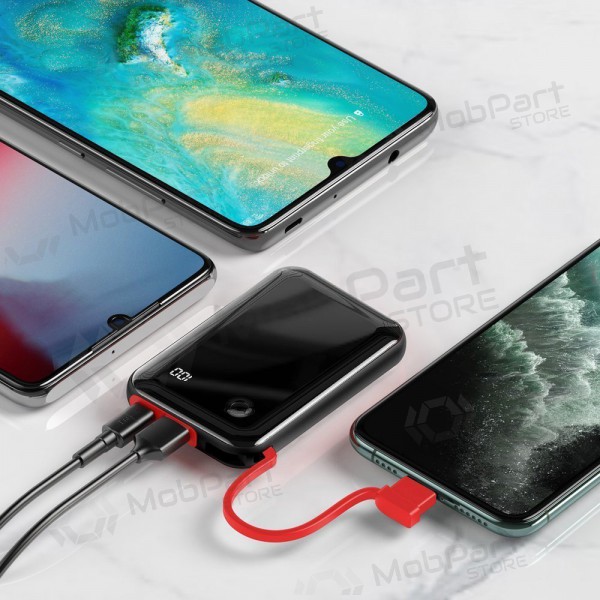 Ārējā baterija Power Bank Baseus Mini S USB + USB Type C + Lightning 3A 10000mAh melna PPXF-E01 Ārējā baterija Power Bank Baseus Mini S USB + USB Type C + Lightning 3A 10000mAh melna PPXF-E01