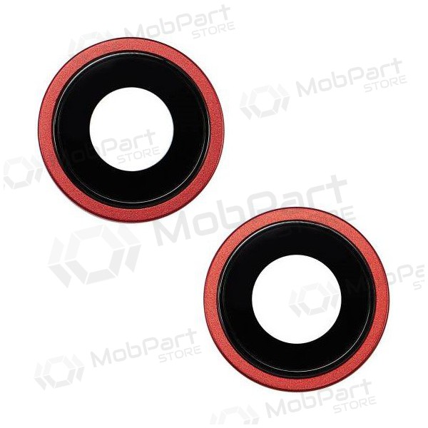 iPhone 14 / 14 Plus kameras stikliņš (2gab) (sarkans) (ar rāmīti)