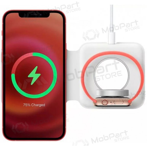 Lādētājs bezvadu 2in1 Smart Phone, Watch MagSafe 10W (balts)