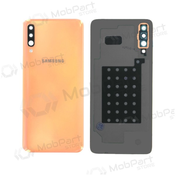 Samsung A505 Galaxy A50 2019 aizmugurējais baterijas vāciņš sārts (Coral Orange) (lietots grade B, oriģināls)