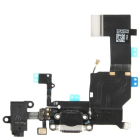 Apple iPhone 5C uzlādes ligzda un mikrofona šleife (melna)