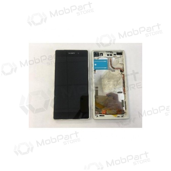 Sony Xperia Z2 D6502 / Xperia Z2 D6503 / Xperia Z2 D6543 ekrāns (balts) (ar rāmīti) (service pack) (oriģināls)