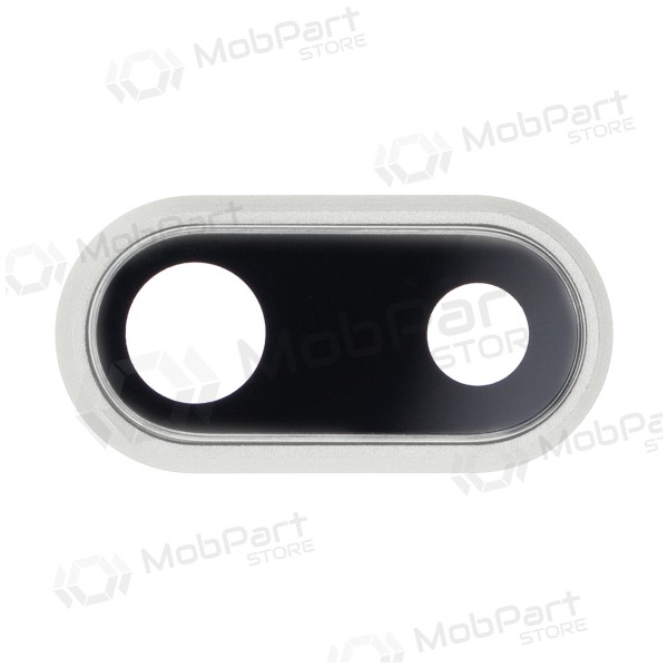 Apple iPhone 8 Plus kameras stikliņš (sudraba) (ar rāmīti)
