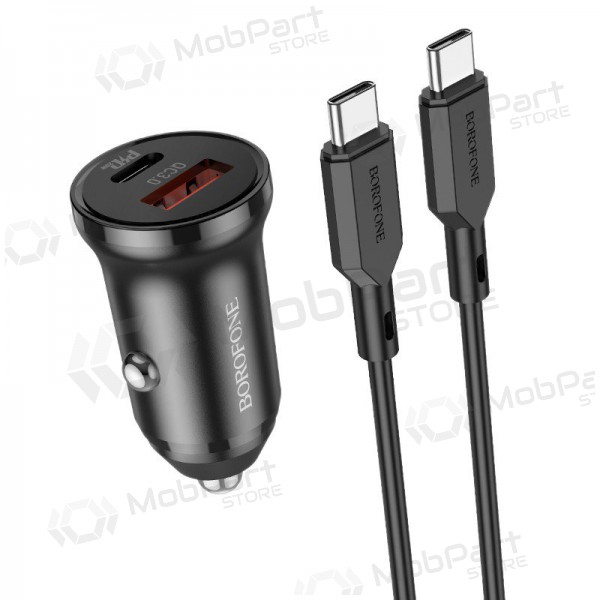 Lādētājs automobilinis Borofone BZ18A USB-A/Type-C PD20W+QC3.0 + Type-C (melns)