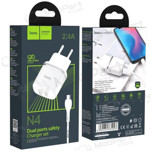 Lādētājs HOCO N4 Aspiring Dual USB + type-C kabelis (5V 2.4A) (balts) Lādētājs HOCO N4 Aspiring Dual USB + type-C kabelis (5V 2.4A) (balts)
