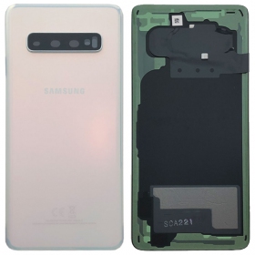 Samsung G973 Galaxy S10 aizmugurējais baterijas vāciņš balts (Prism White) (lietots grade A, oriģināls)