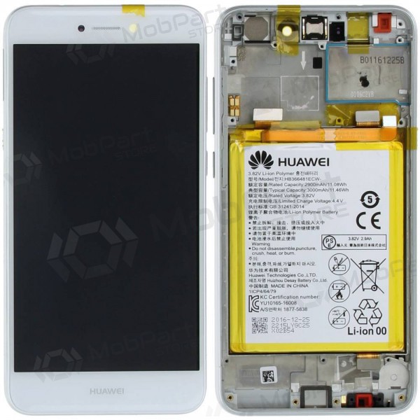 Huawei P8 Lite 2017 / P9 Lite 2017 / Honor 8 Lite ekrāns (balts) (ar rāmīti un baterija) (service pack) (oriģināls)